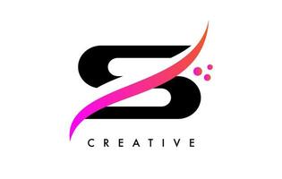 S lettera logo design con elegante creativo swoosh e puntini vettore