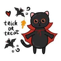 Halloween kawaii gatto con costume vettore illustrazione