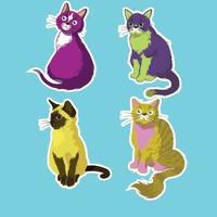 quattro gatti famiglia etichetta vettore