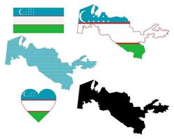 carta geografica e bandiera di Uzbekistan simbolo su un' bianca sfondo vettore