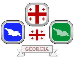 carta geografica pulsante bandiera e simbolo di Georgia su un' bianca sfondo vettore