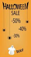 Halloween verticale striscione. per cartoline, per volantini, per pubblicità, il concetto di i saldi nel I negozi per Halloween vettore