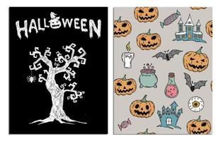 illustrazioni disegnate a mano di simboli di halloween vettore