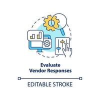 valutare venditore risposte concetto icona. Selezione migliore cms astratto idea magro linea illustrazione. attività commerciale sito web. isolato schema disegno. modificabile ictus. vettore