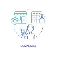 aziende blu pendenza concetto icona. commerciale cooperazione. Creatore economia stakeholder astratto idea magro linea illustrazione. isolato schema disegno. vettore