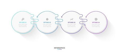 modello di progettazione di etichetta infografica vettoriale con icone e 4 opzioni o passaggi. può essere utilizzato per diagramma di processo, presentazioni, layout del flusso di lavoro, banner, diagramma di flusso, grafico informativo.