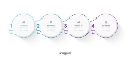 modello di progettazione di etichetta infografica vettoriale con icone e 4 opzioni o passaggi. può essere utilizzato per diagramma di processo, presentazioni, layout del flusso di lavoro, banner, diagramma di flusso, grafico informativo.