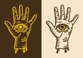 occhio su un' mano Vintage ▾ retrò linea arte vettore