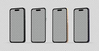 modello 4 pz moderno smartphone telefoni nel diverso colori, modelli per pubblicità - vettore