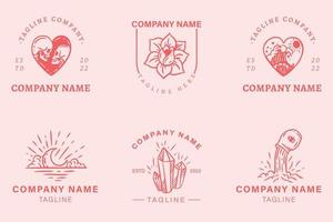 lusso rosso logo mistico minimalista simbolo collezione rosa pastello stile. vettore