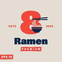 ramen numerico 8 logo vettore