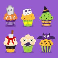 carino e delizioso Halloween cupcakes impostare. vettore