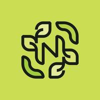 lettera n foglia natura ecologia moderno logo vettore