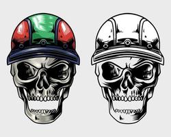 cranio illustrazione con classico casco vettore