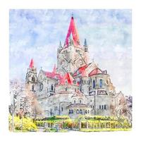 castello vienna Austria acquerello schizzo mano disegnato illustrazione vettore