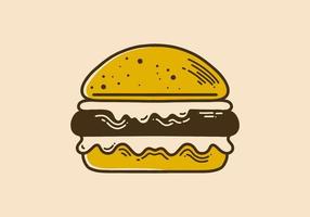 grande hamburger Vintage ▾ retrò linea arte vettore