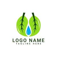 foglia e acqua far cadere semplice logo design vettore