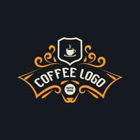 Vintage ▾ logo per caffè negozio, ristorante cibo e bevanda vettore