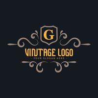 Vintage ▾ logo modello o retrò logo stile con elegante colore vettore