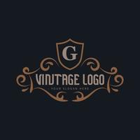 Vintage ▾ logo modello o retrò logo stile con elegante colore vettore