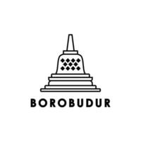 Borobudur tempio punto di riferimento mondo eredità schema logo design vettore