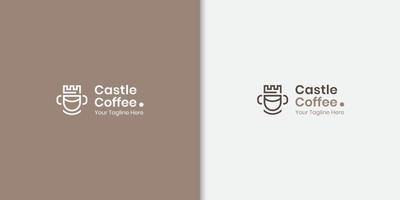 caffè negozio reale logo concetto con castello e caffè tazza design modello vettore
