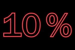 10 per cento iscrizione su un' nero sfondo. rosso linea nel neon stile. vettore