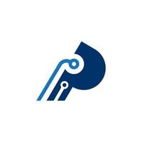 tecnologia lettera p logo vettore