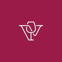 lettera v e vino bicchiere logo o icona design vettore