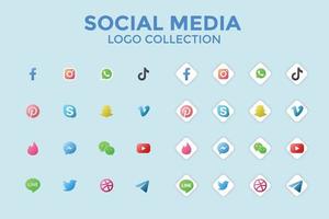 3d colore sociale media icone moderno icone impostato vettore