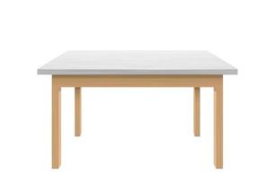 tavolo di legno con bianca superficie. cucina contemporaneo tavolo superiore con elegante plastica arredamento e di moda classico vettore decorazione.