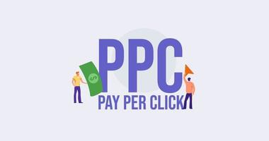 ppc pagare per clic. attività commerciale investimento strategia pagamento di denaro contante e credito carta. vettore