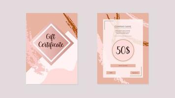 regalo certificato elegante. moderno regalo invito carta rosa Vintage ▾ design di moda premio denaro contante ricompensa buono modello, sconto speciale vettore finanziario offerta.