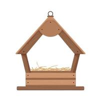 di legno birdhouse con nido. confortevole Casa telaio per uccelli a partire dal di legno tavole. vettore