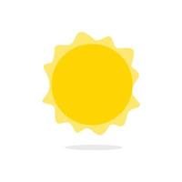 luminosa cartone animato sole. giallo luminare con a smerlo bordo di caldo raggi vettore