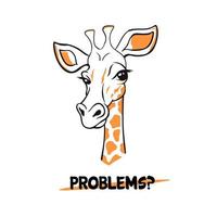 sospetto guardare giraffa clipart. strabico disegnato animale chiede i problemi. vettore