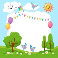 carino colorato estate creativo bambini telaio con vuoto posto per foto o testo illustrazione vettore