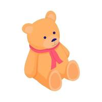carino orsacchiotto orso. divertimento felpa giocattolo per bambini morbido gioia con rosso bendare su collo. vettore