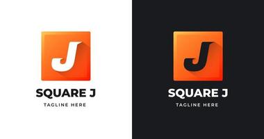 lettera j logo design modello con piazza forma stile vettore