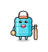 cartone animato personaggio di gallone acqua bottiglia come un' baseball giocatore vettore