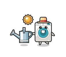 cartone animato personaggio di lavaggio macchina Tenere irrigazione può vettore