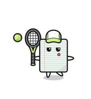 cartone animato personaggio di carta come un' tennis giocatore vettore