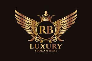 lusso reale ala lettera rb cresta oro colore logo vettore, vittoria logo, cresta logo, ala logo, vettore logo modello.