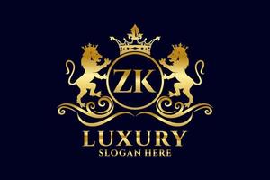 iniziale zk lettera Leone reale lusso logo modello nel vettore arte per lussuoso il branding progetti e altro vettore illustrazione.