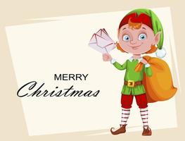 carino Natale elfo cartone animato personaggio vettore