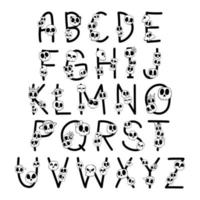 carino maiuscolo alfabeto con cranio. divertente lettera design per decorazione. vettore illustrazione di scritta.