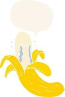 cartone animato pianto Banana e discorso bolla nel retrò stile vettore