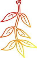 caldo pendenza linea disegno cartone animato le foglie vettore