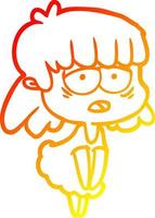 caldo gradiente disegno cartone animato donna stanca vettore