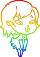 arcobaleno gradiente linea disegno carino cartone animato vampiro ragazza vettore